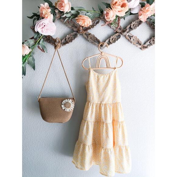 New Forever Chasing The Sun Golden Floral Floaty twirl Dress 8yrs - Picture 1 of 3